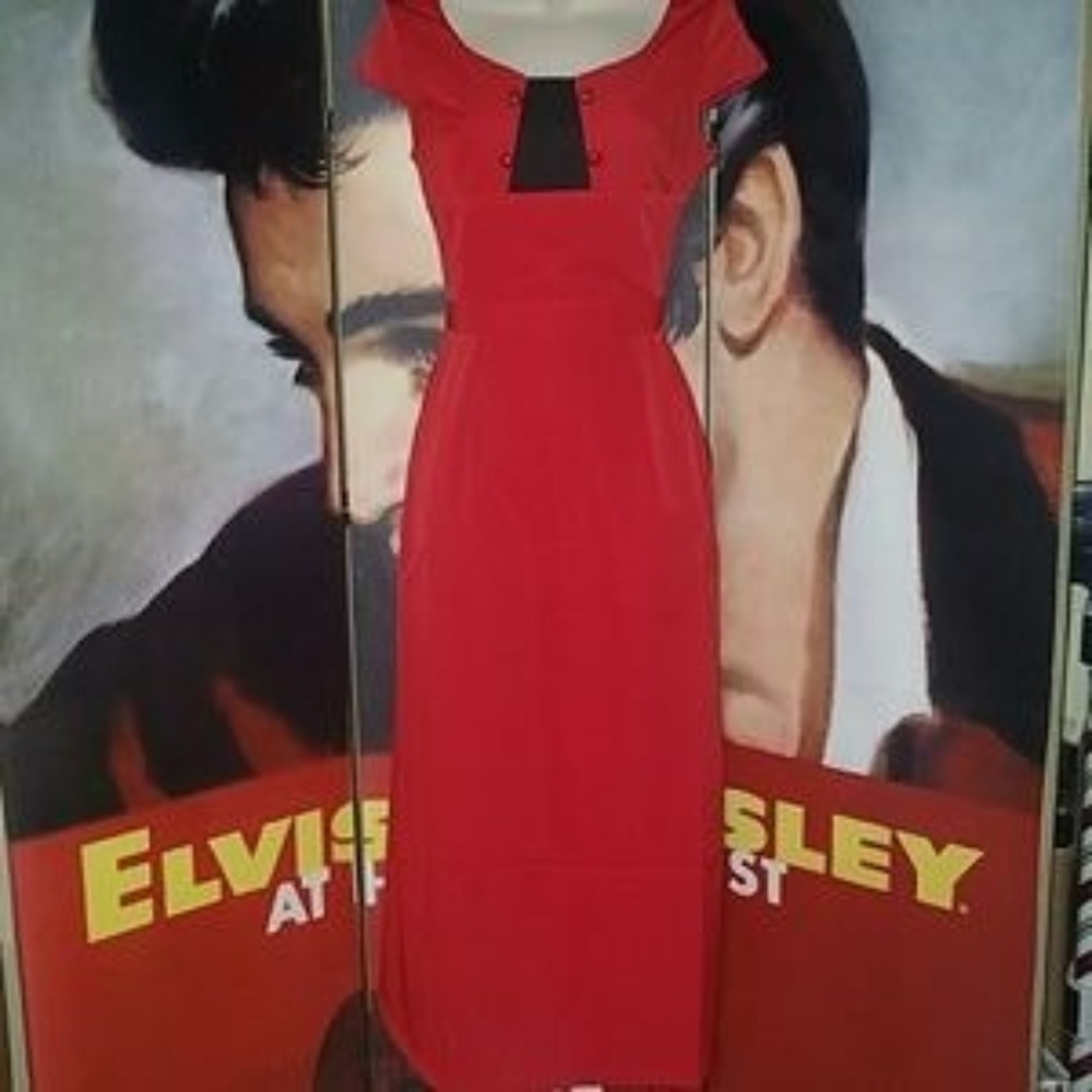 Red Black with Red Buttons Retro 50's Mercy Dress